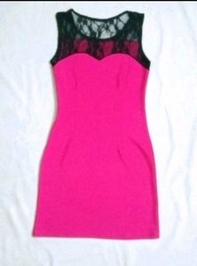 Hot pink bodycon one piece with lagging