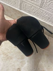 Black Lace-Up Flat Sandals