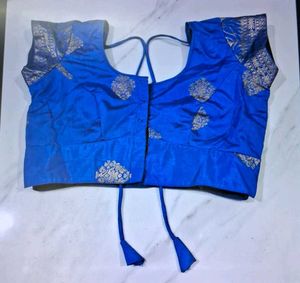 Royal Blue Brocade Blouse