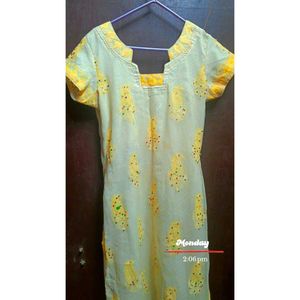 Yellow Printed Kurti