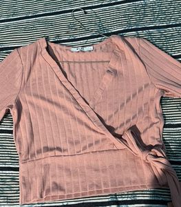 Ribbed Wrap Crop Top