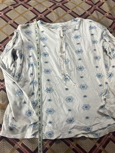 White Blue Snowflake Print Tunic