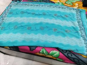 Elegant Blue Floral Saree