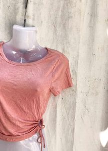 Cute Peach Ruched Side Top