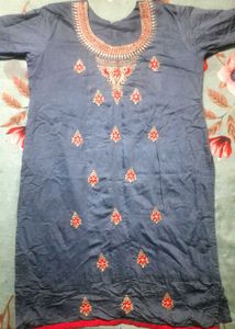 Embroidered Grey Kurta