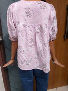 Pink Floral Print Kurta Top