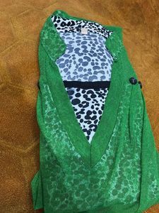 Green Animal Print Top