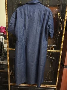 Unique Denim Dress with Eye Motif