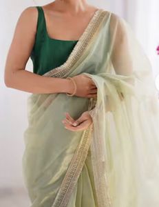 Elegant Green Organza Saree