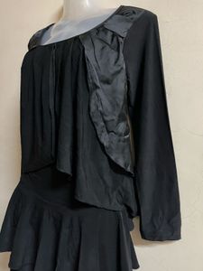 Black Ruffled Long Sleeve Dress