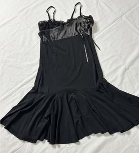 Black Lace Trim Corset Dress
