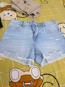 zara Distressed Denim Shorts