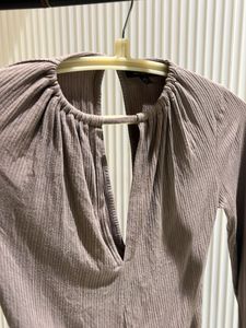 Ribbed V-Neck Long Sleeve Bodysuit