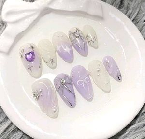 Purple Floral Press-On Nails
