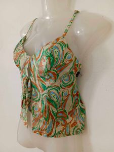 Boho Print Tie-Front Camisole Top