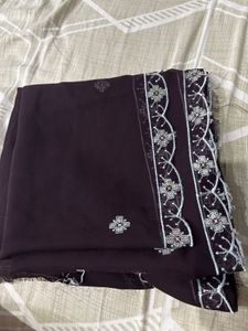 Embroidered burgundy suit set
