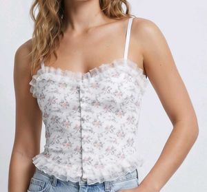 Floral Lace Trim Camisole Top(NEW)