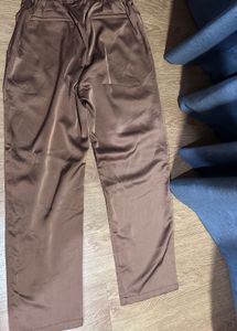 Brown Satin Wide Leg Pants