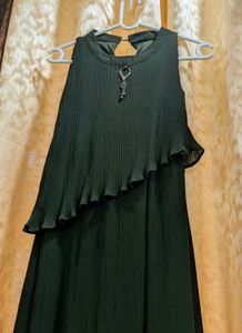 Green Pleated Midi Dress