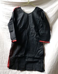 Women Kurti Black Red Embroidery Design Style Girl