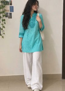 Beautiful Turquoise Embroidered Kurta