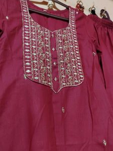 3 kurti, pink Embroidered Kurta with Pants Set