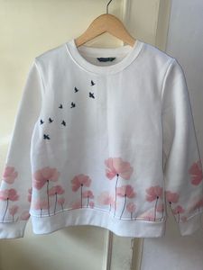 Cute Floral Print White Sweatshirt