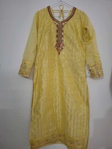 Beautiful Yellow Sequined Kurta