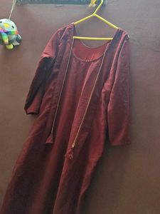 Maroon Embroidered Kurta