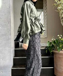 Elegant Sage Green Ruffled Shirt Top