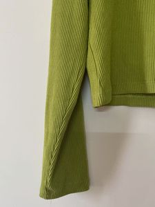 Ribbed Green Long Sleeve Crop Top
