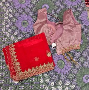Brown and Red lehenga combo