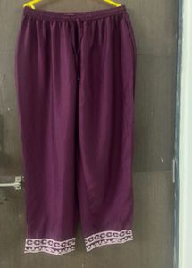 BulBul Plum Salwar Pants with Embroidered Hem