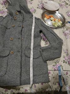 Gray Hooded Wool Blend Coat winter