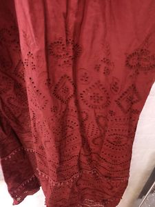 Cotton Maxi Gown With Shiffli Work( Length -50")