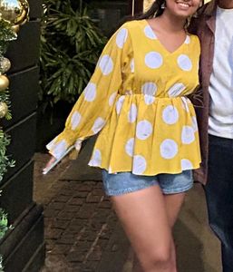 price drop!!! Yellow Polka Dot Blouse
