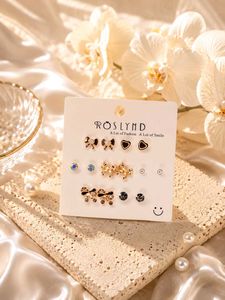 Cute Bow &amp; Heart Stud Earrings Set