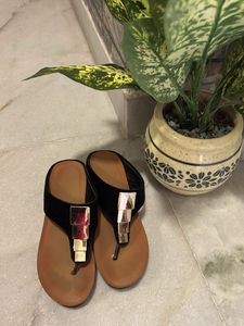 Black & Gold Wedge Heels