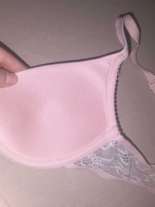 Lace Trimmed Pink Bra