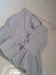 Striped Kurta with Tie-Up Neckline