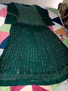 Green Embellished sharara suit