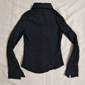 Y2k Vintage 2000s Office Siren Striped Fitted Top