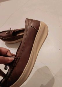 Brown Loafer Shoes with Bow Detail