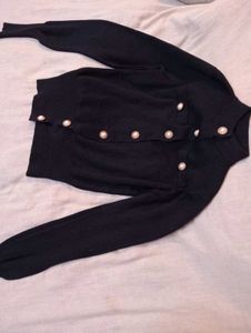 black Pearl Button Cardigan