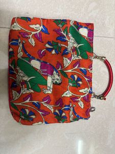 Vibrant Traditional Indian Art Print Silk Handbag