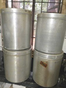 Set of 4 Vintage Metal Kitchen Canisters