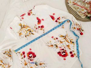 White Floral Print Blouse