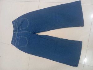 Wide Leg Blue Denim Jeans