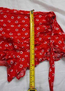 Zara Red Floral Ruffle Wrap Skort
