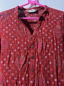 Red Printed Kurta